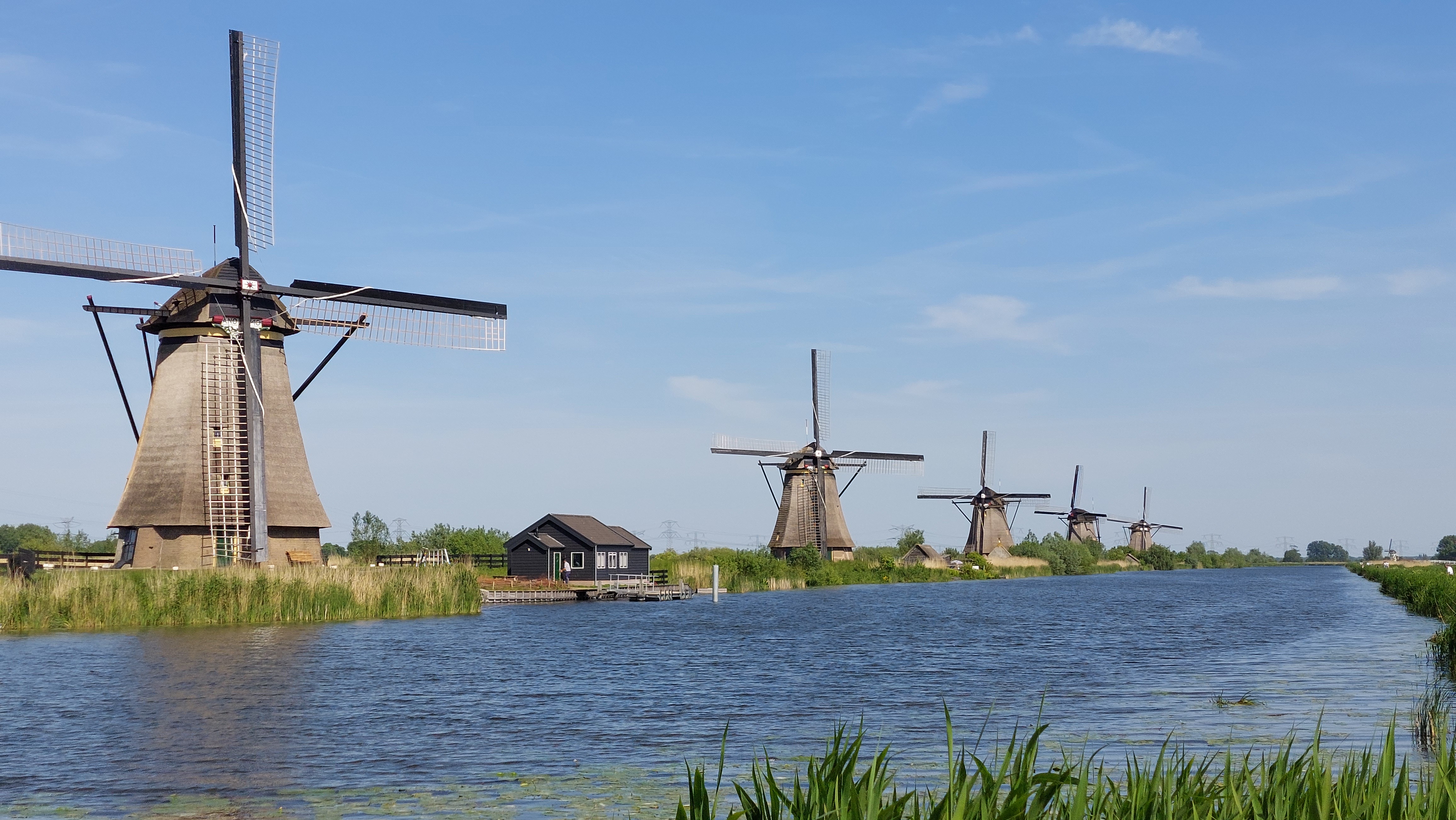 Traditional windmills in the Netherlands at Kinderdijk, outside Rotterdam